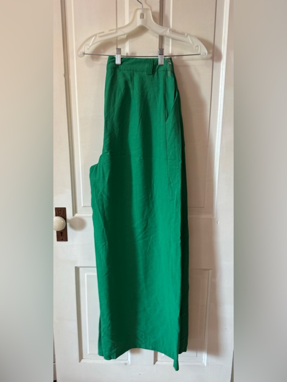 High-Rise Wide Leg Maxi Pants in Emerald Green